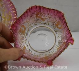 Victorian Cranberry finger bowl w/underplate