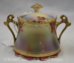 R.S. Prussia Mold 576 creamer and sugar w/lid, Lebrun II