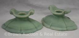 Pr. mrkd. Weller green candlesticks