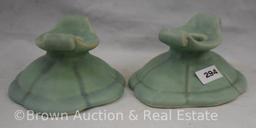 Pr. mrkd. Weller green candlesticks