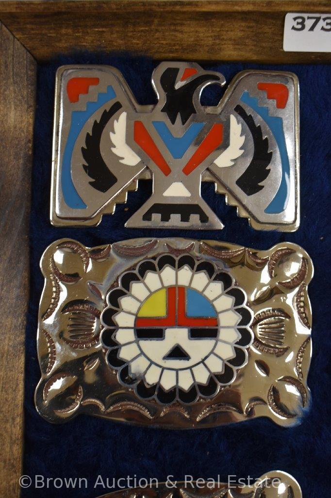 (8) Nickel Silver B-K belt buckles with Indian motifs