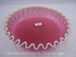 Victorian pink bowl with white applied rim