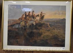Charles M. Russell print, scouting Indian tribe