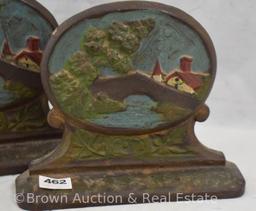 Cast Iron 1920's scenic bookends