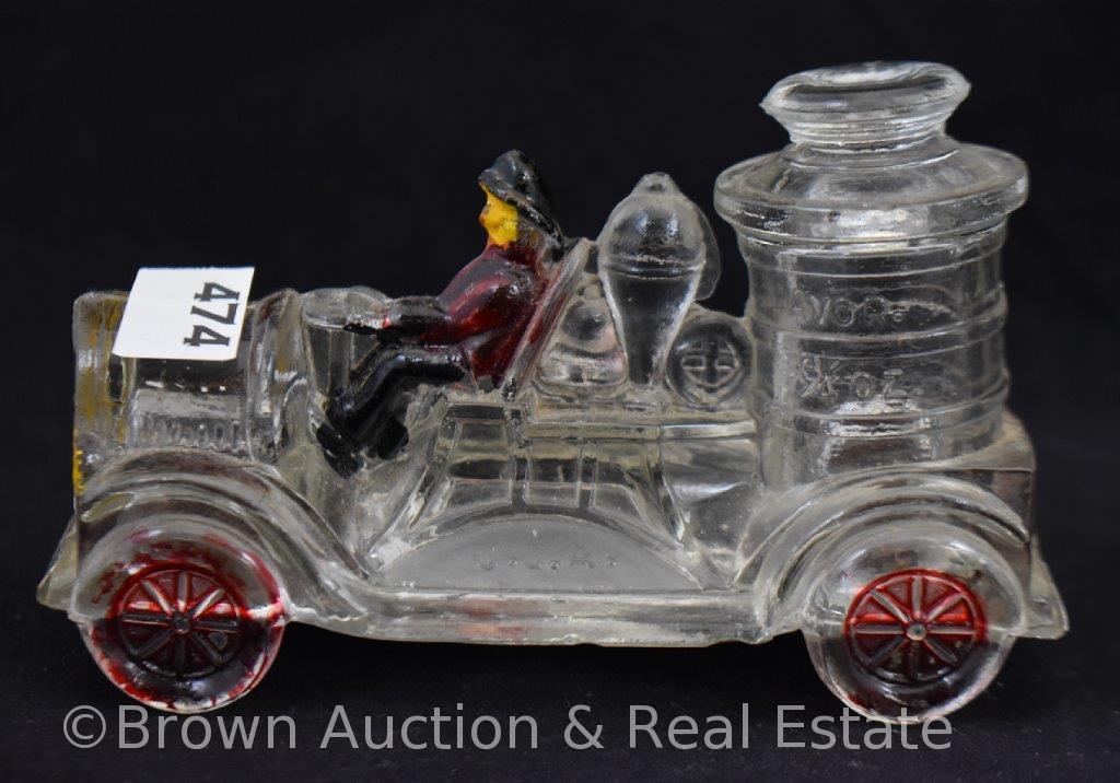(2) Glass candy containers - Fire engines