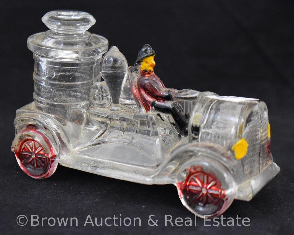 (2) Glass candy containers - Fire engines