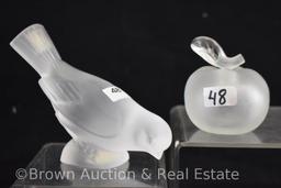 (2) Signed Lalique frosted figurines