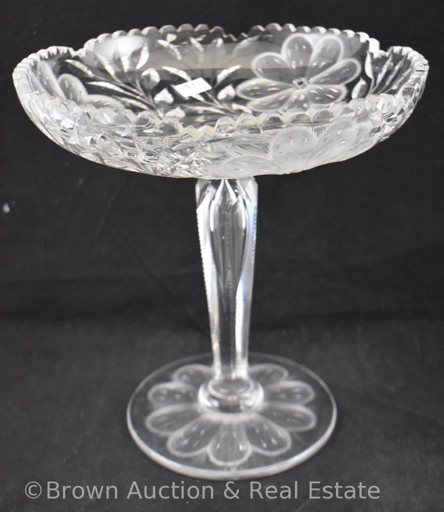 Cut Glass 9.5"h compote