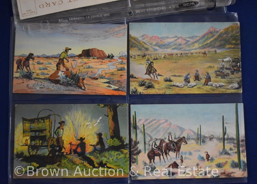 (20) Old post cards, western themed