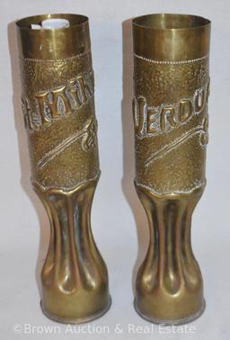 Pair of Brass Trench Art made from shell casings - WWI