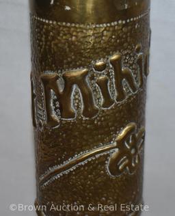 Pair of Brass Trench Art made from shell casings - WWI