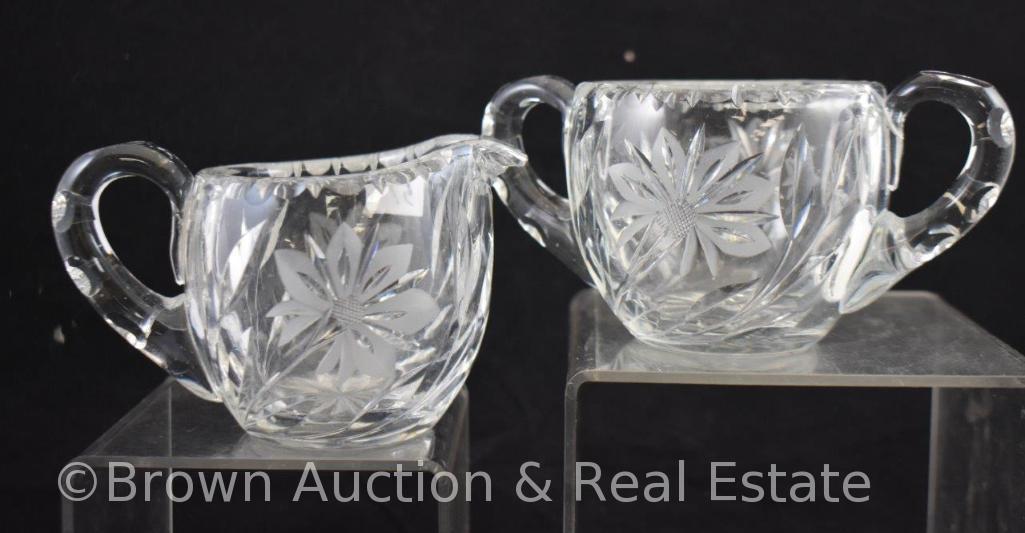 Cut Glass creamer and sugar set + unmatched creamer and sugar