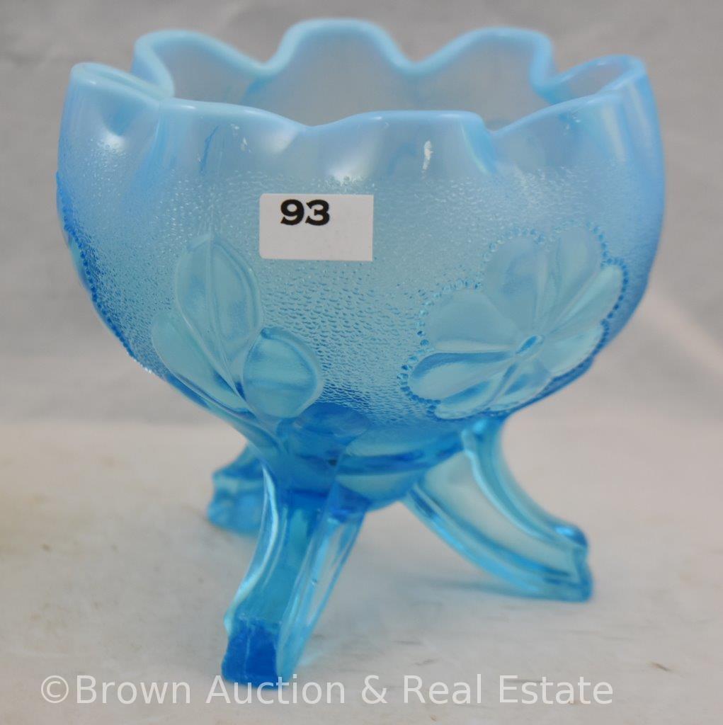 (3) Blue opalescent bowls/rose bowls