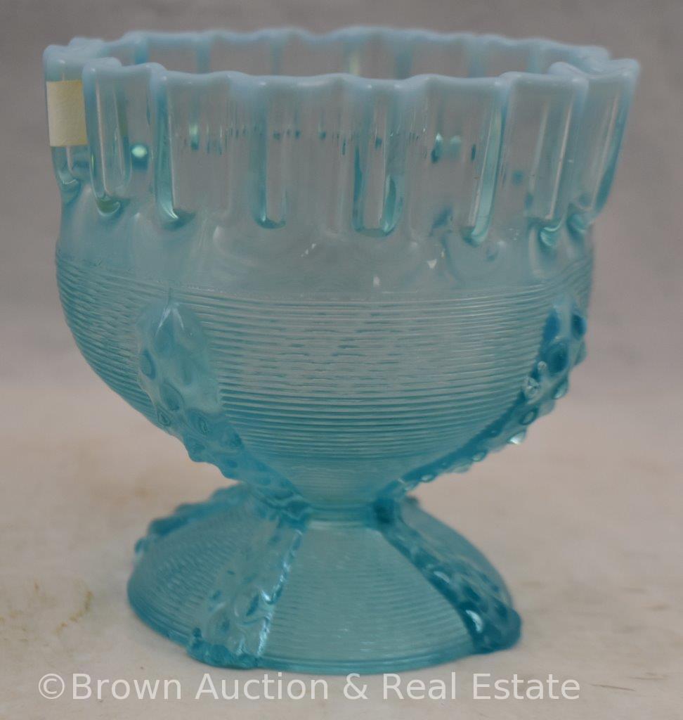 (3) Blue opalescent bowls/rose bowls