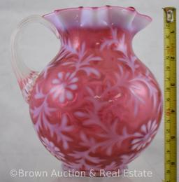 Cranberry opal. Daisy and Fern 6.5"h pitcher