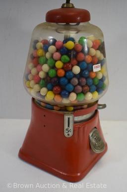 Coin operated 5 cent gumball/peanut machine with key