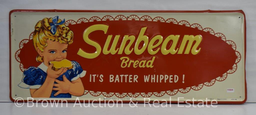 "Sunbeam Bread" sst embossed advertising sign