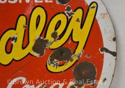 "Gridley Ice Cream" single sided porcelain advertising sign