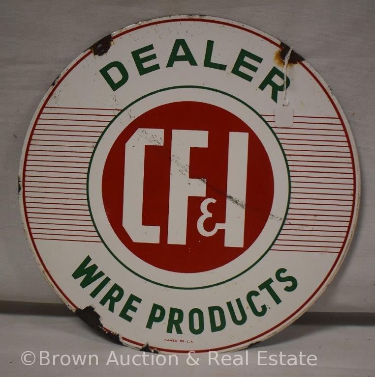 CF and I Wire Products Dealer double sided porcelain advertising sign