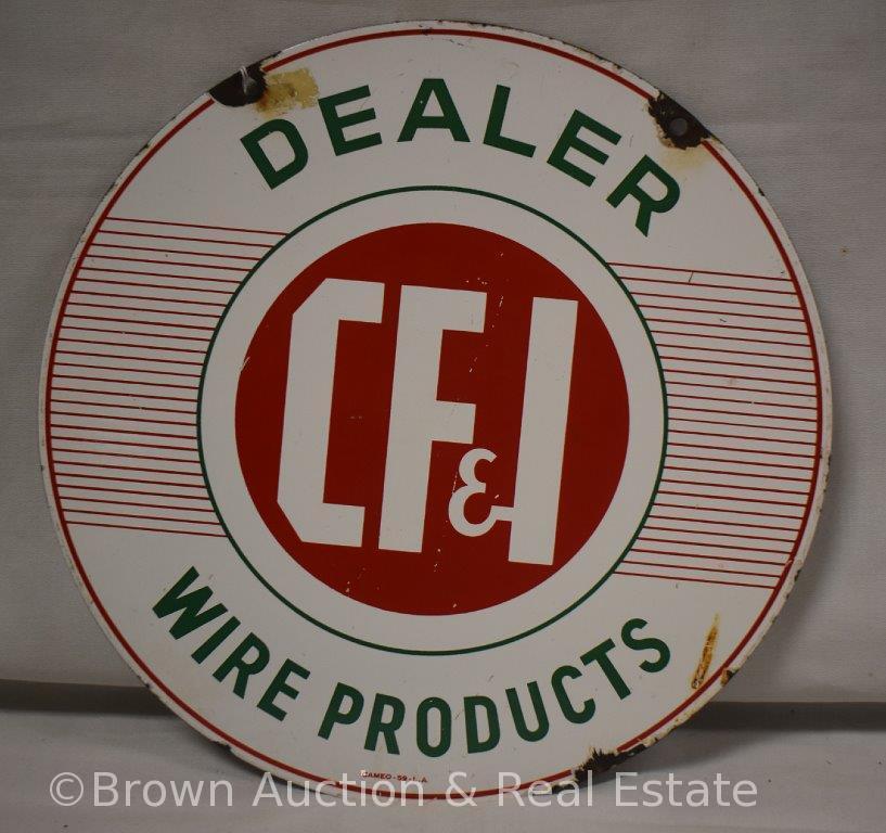 CF and I Wire Products Dealer double sided porcelain advertising sign