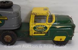 Marx Dodge cab Lumar "Cross Country Transportation Service" car hauler with (2) Lincoln cars