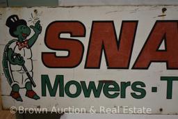 Snapper Mowers/Tillers/Tractors single sided framed tin advertising sign