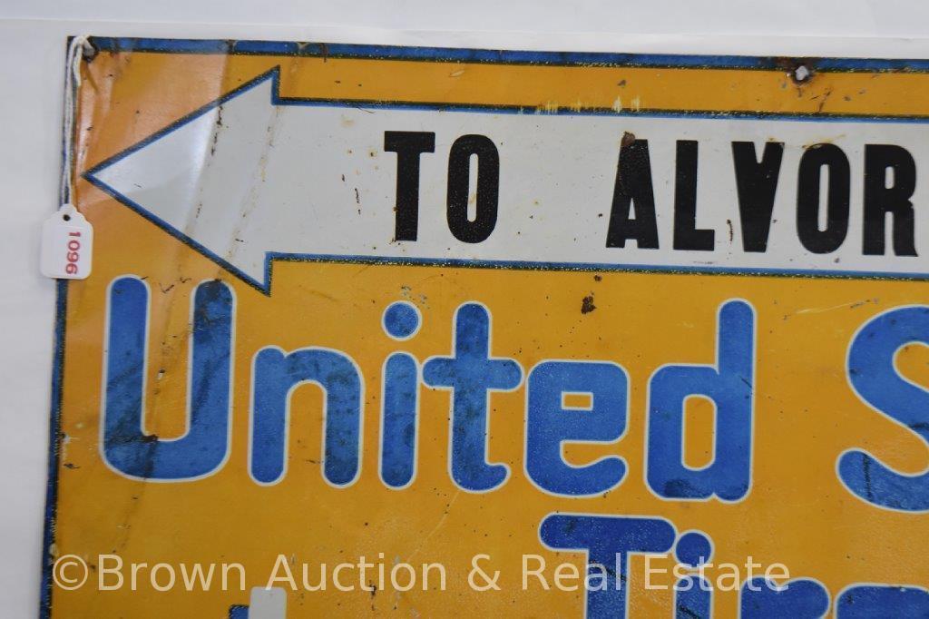 "United States Tires Sales and Service Depot" tin advertising sign