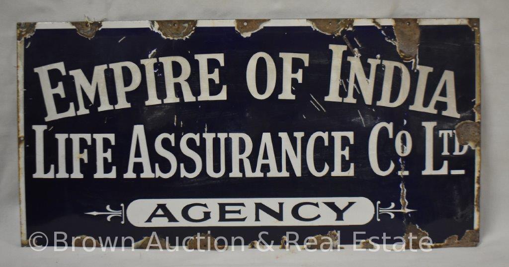 Empire of India Life Assurance Co. single sided porcelain advertising sign