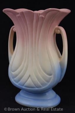 Hull Mardi Gras Art Deco 48-9" vase, pink/blue