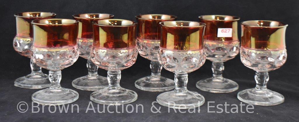 (8) King's Crown Thumbprint ruby flash 4.5" goblets