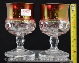 (8) King's Crown Thumbprint ruby flash 4.5" goblets