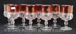 (8) King's Crown Thumbprint ruby flash 5.5" goblets