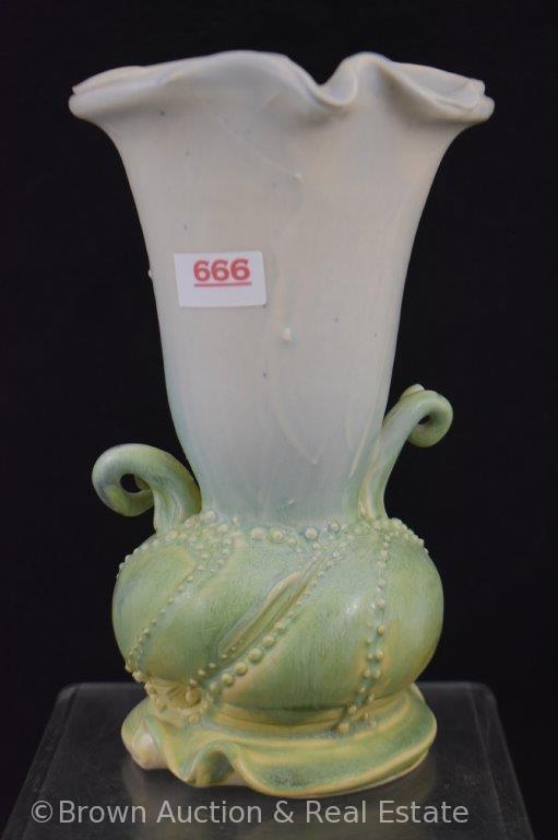 Ceramic Studio 7" vase, unusual shape and colors