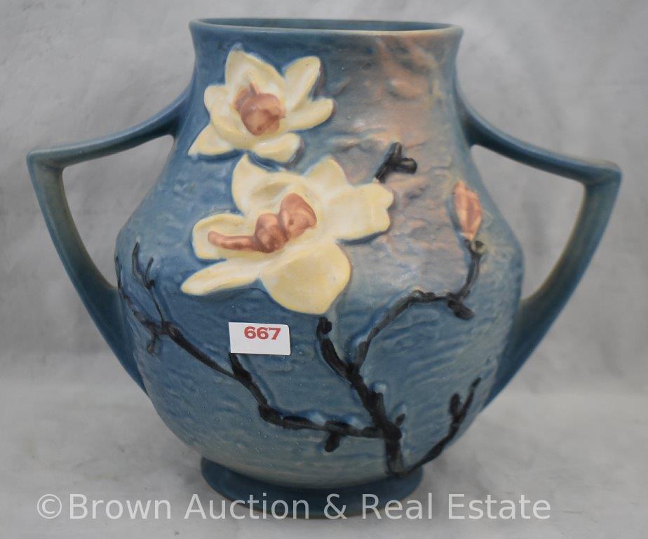 Roseville Magnolia 91-8" vase, blue