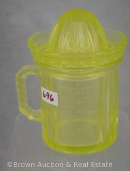 Green uranium reamer/juicer and Vaseline measuring cup with reamer