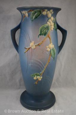 Roseville Snowberry 1V-18" floor vase, blue