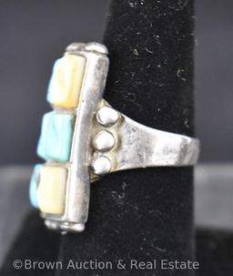 Turquoise and golden stones ring