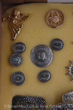 Costume jewelry - necklaces, bracelets, brooches, earrings, belt buckle, button covers