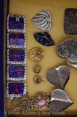 Costume jewelry - necklaces, bracelets, brooches, earrings, belt buckle, button covers