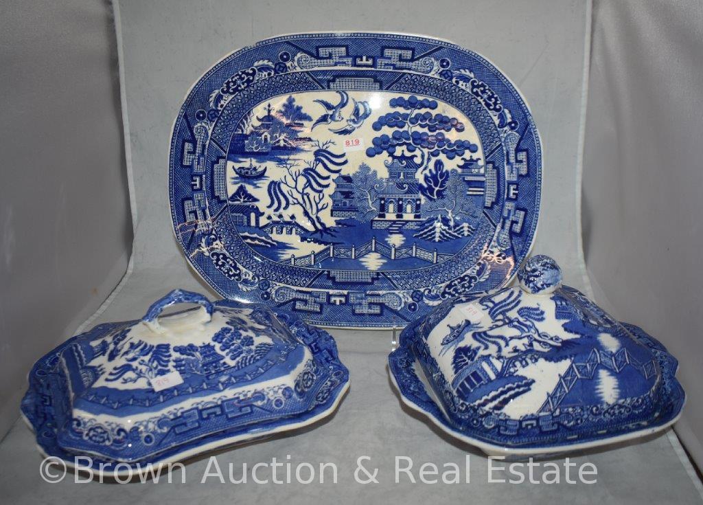 (3) pieces of Blue Willow China