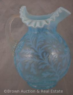 Blue opalescent Daisy and Fern water set