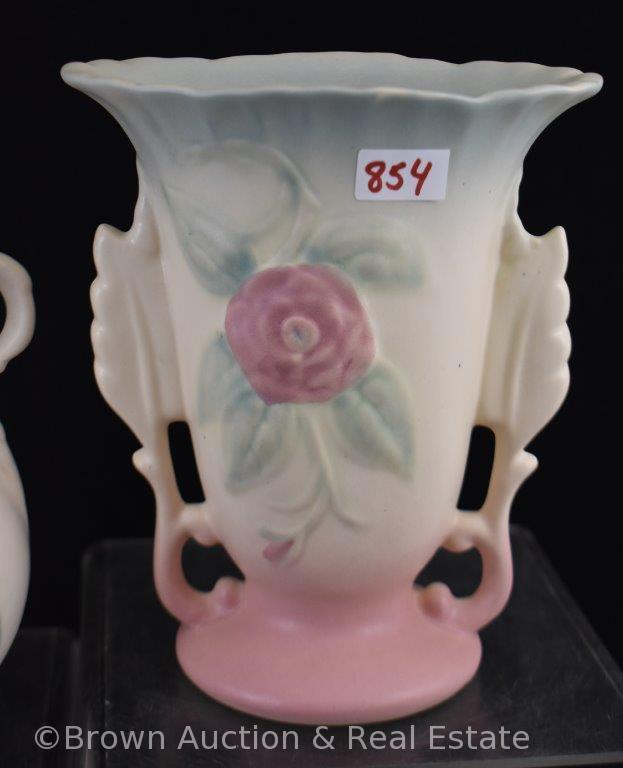 (2) Hull Open Rose 6.25" vases