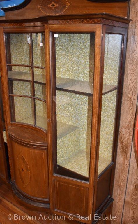 Unusual Provencial-style china cabinet, nice inlaid wood designing