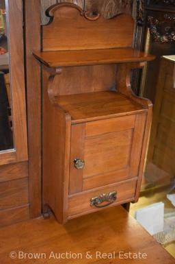 Oak Victorian Princess 2-drawer dresser, hat box and candle shelf