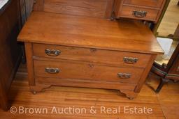 Oak Victorian Princess 2-drawer dresser, hat box and candle shelf