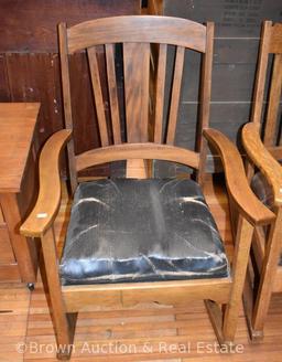 Wooden rocker w/leather seat