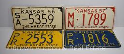 (7) Kansas license plates, 1951, 1954-59 (consecutive years) and 1952 and '53 tab tags