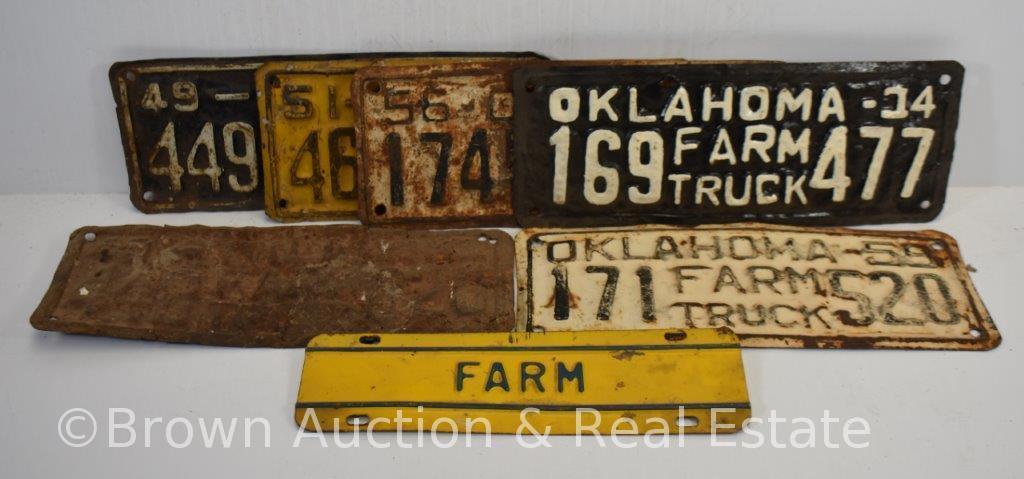 (6) Oklahoma farm truck license plates: 40's and 50's