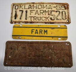 (6) Oklahoma farm truck license plates: 40's and 50's