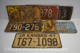(7) Kansas license plates: 1947, 48, (2) 59, 65, 66, 67